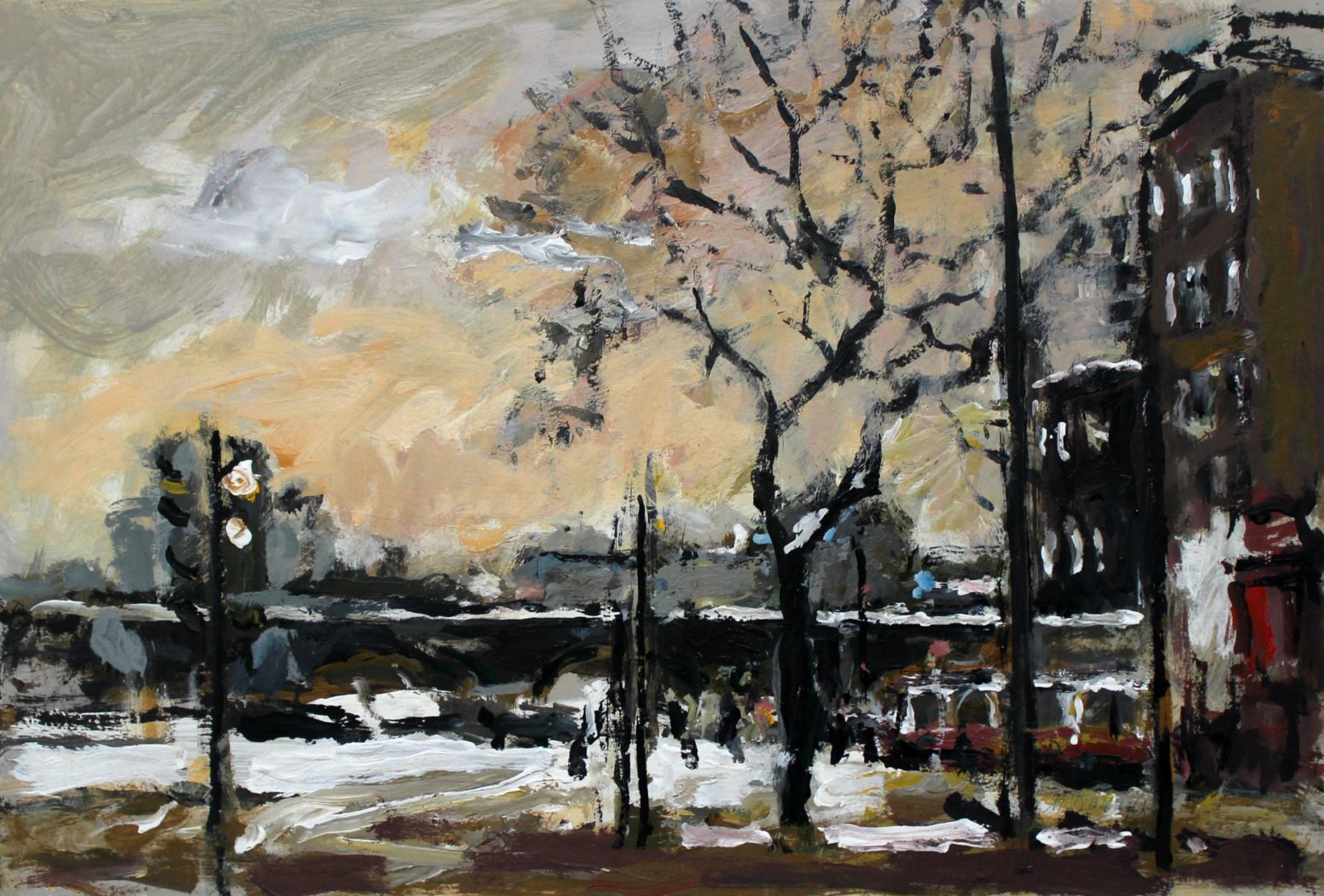 Magdalena Spasowicz Landscape Painting - The New Town - XXI century, Oil on canvas, Figurative, Landscape