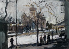 The Orthodox Church in Warsaw XXI century, Oil painting, Figurative, Landscape
