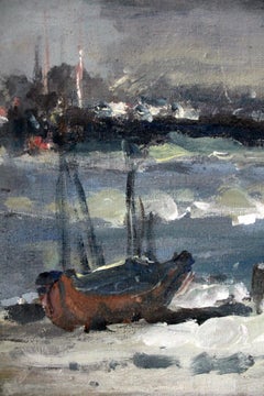 The Sea, boats. Oil on canvas, Figurative, Landscape, Marine, Polish artist