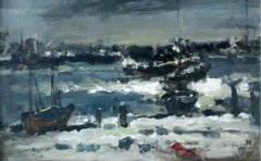 La mer, les bateaux Huile sur toile, figuratif, paysage, marine, artiste polonais