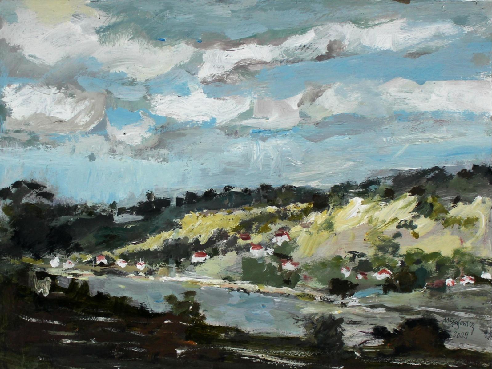 Vistula River - 21th century, Oil on canvas, Figurative, Landscape
