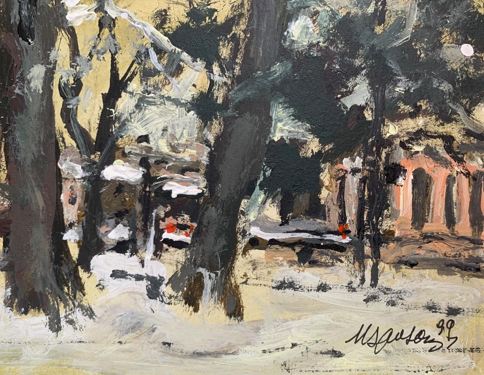 Varsovia. Óleo sobre cartón, Figurativo, Paisaje, Paisaje urbano, Arte polaco - Painting de Magdalena Spasowicz