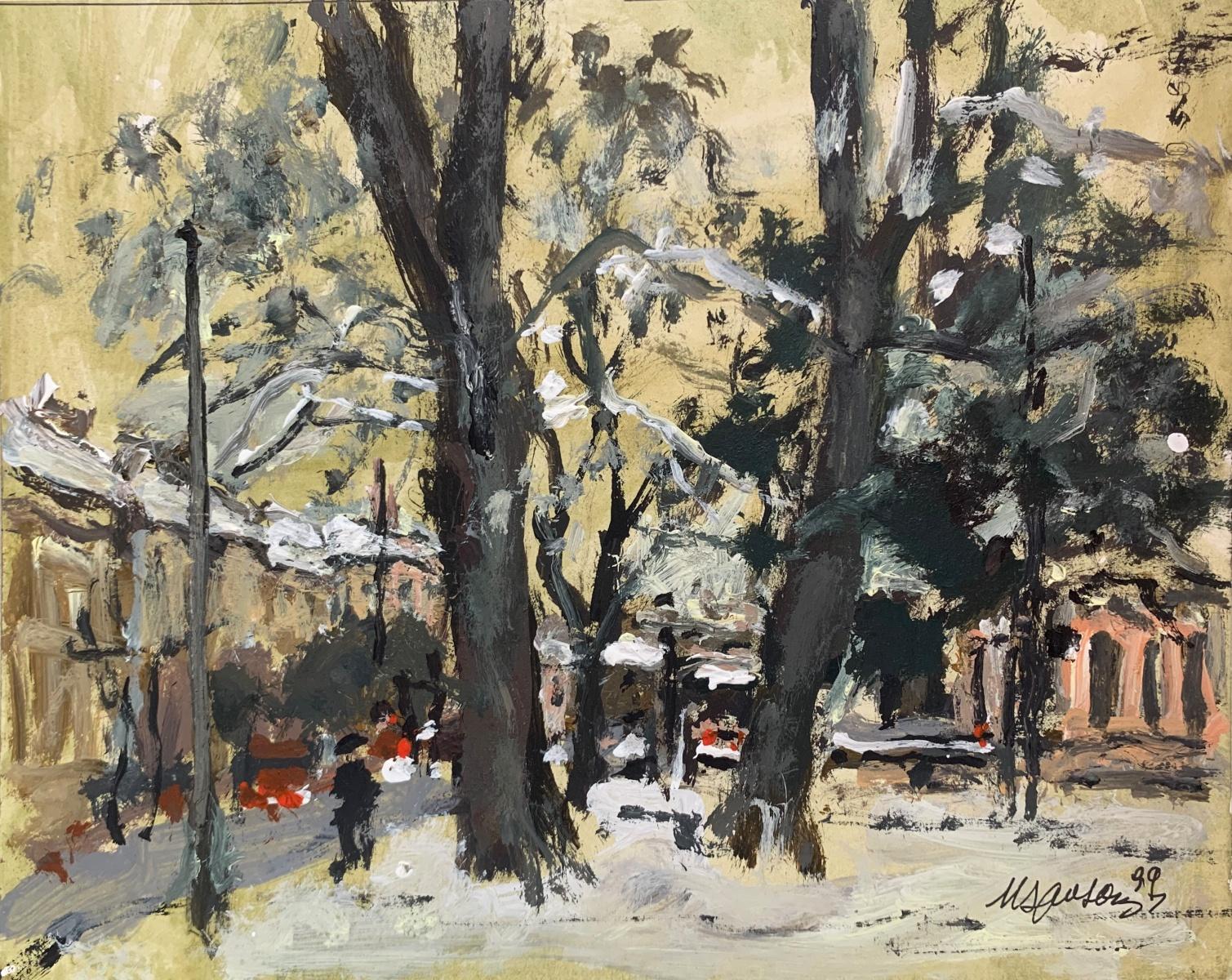 Varsavia. Olio su cartone, Figurativo, Paesaggio, Paesaggio urbano, Arte polacca