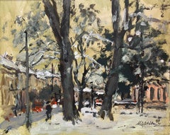Varsavia. Olio su cartone, Figurativo, Paesaggio, Paesaggio urbano, Arte polacca