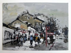 Varsavia. La città nuova - XXI secolo, Olio su cartone, Figurativo, Paesaggio