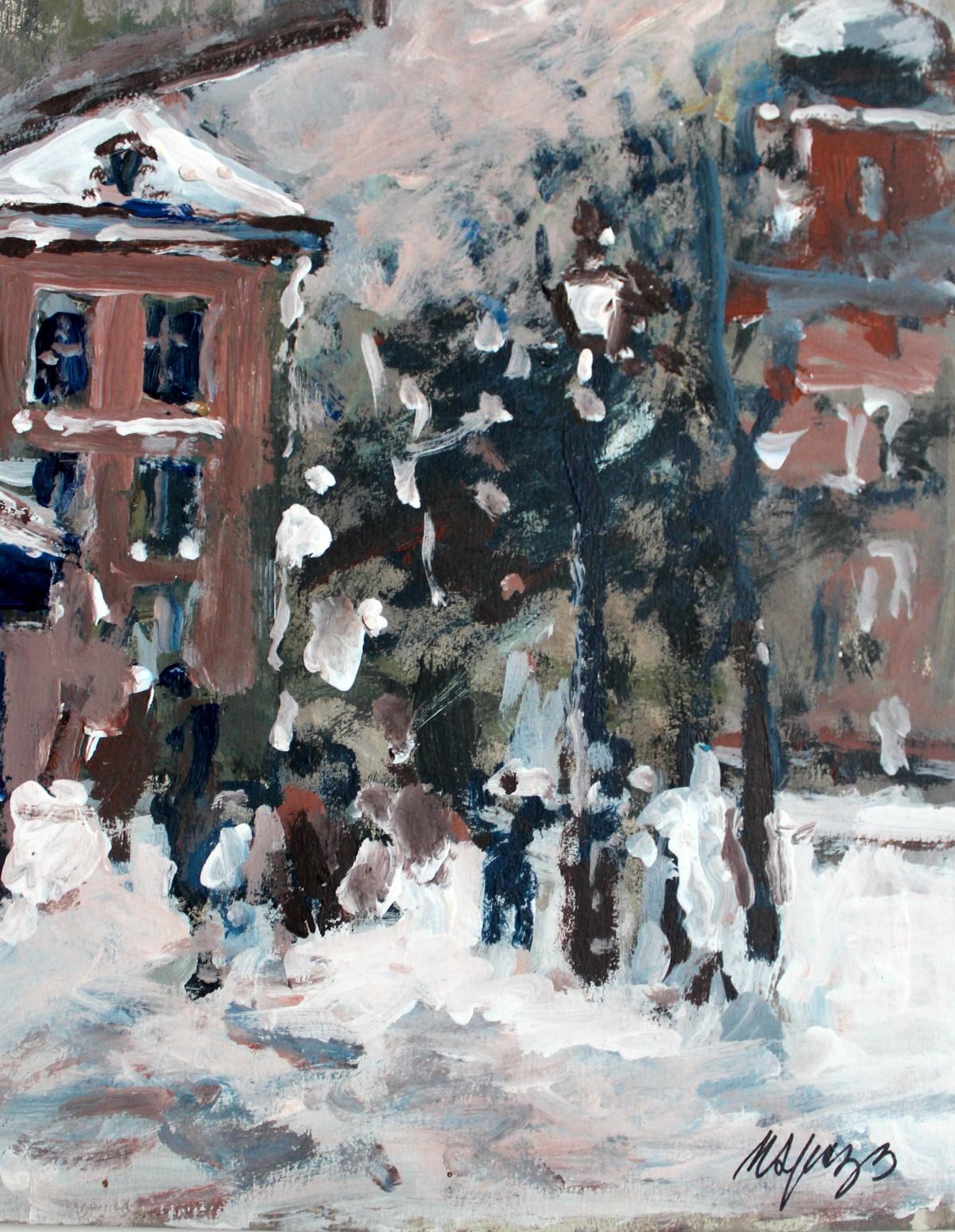 Warsaw. The Old Town - XXI century, Oil on cardboard, Figurative, Landscape - Other Art Style Painting by Magdalena Spasowicz