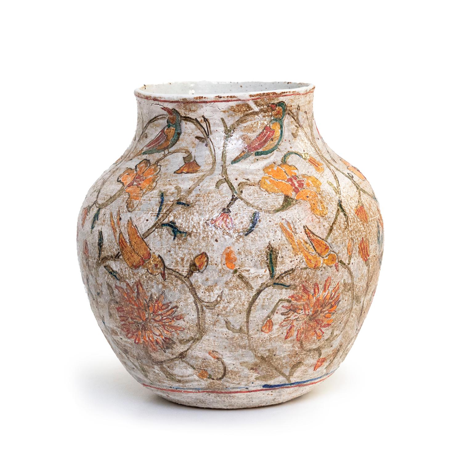 Magdalena Suarez Frimkess adn Michael Frimkess
Orange Floral Vase with Parrots (INV# NP5249)
stoneware, underglaze, and glaze
7.5 x 7 x 7