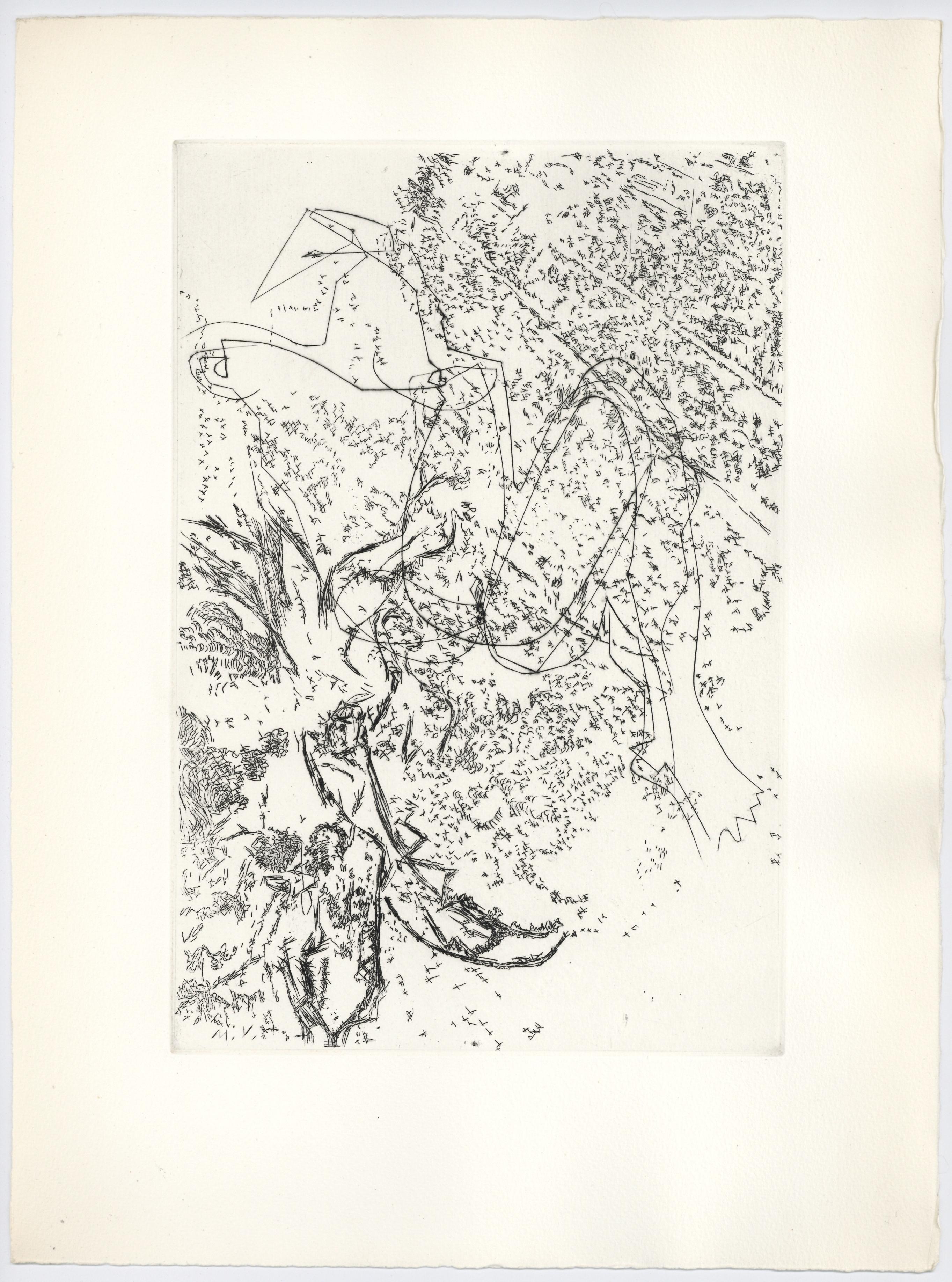 original etching for Paroles Peintes - Abstract Print by Magdeleine Vessereau