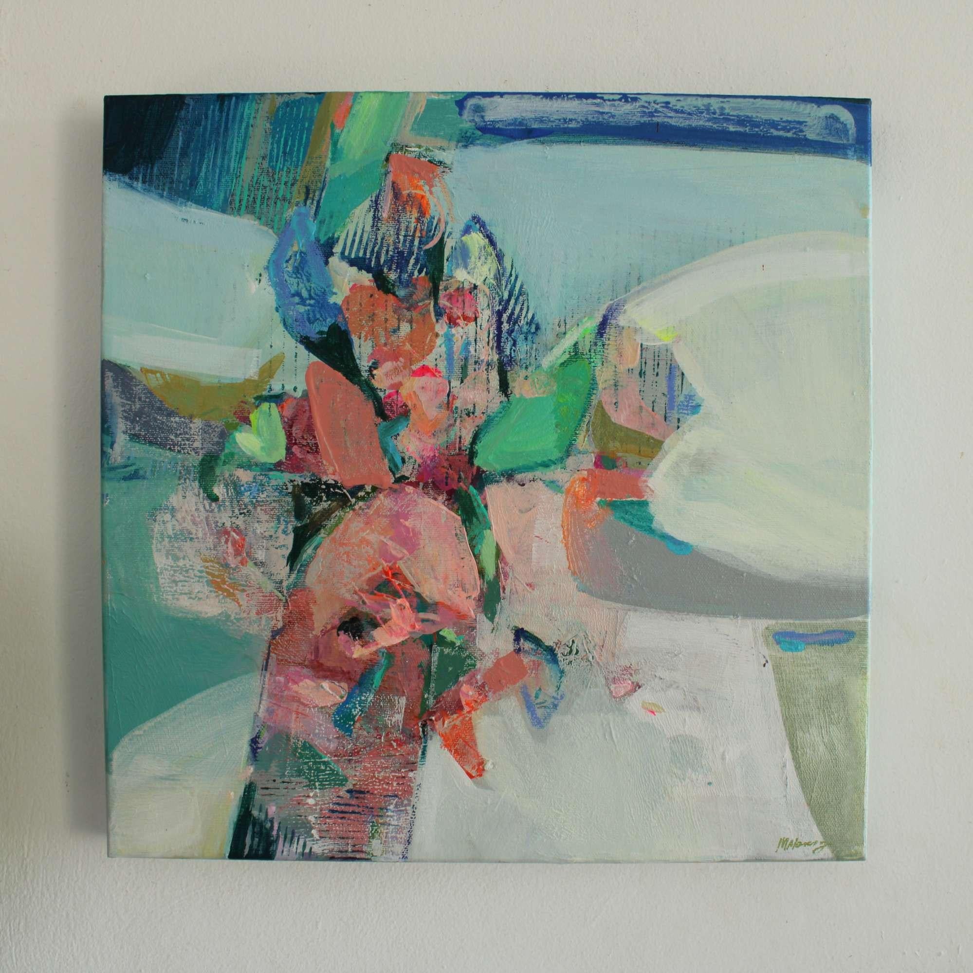 Une composition ludique 1 de Magdelena Morey, peinture florale abstraite, art d'origine en vente 2