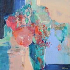 Une composition ludique de 5 peintures florales abstraites de Magdelena Morey, 2022