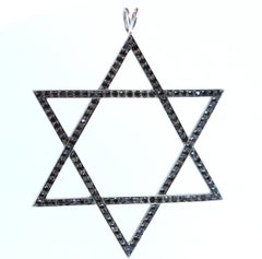 Magen David 18 K White Gold Onyx Massive Pendant, 2000