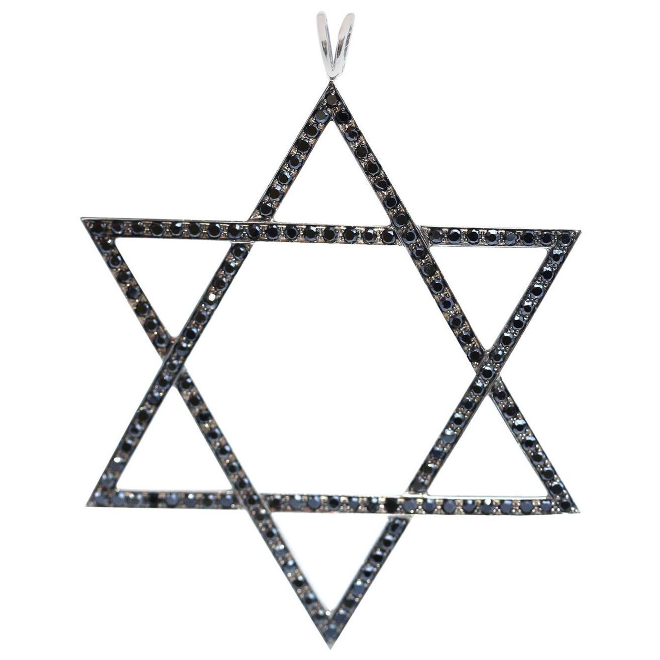 Colgante macizo de ónice Magen David de oro blanco de 18 quilates, 2000