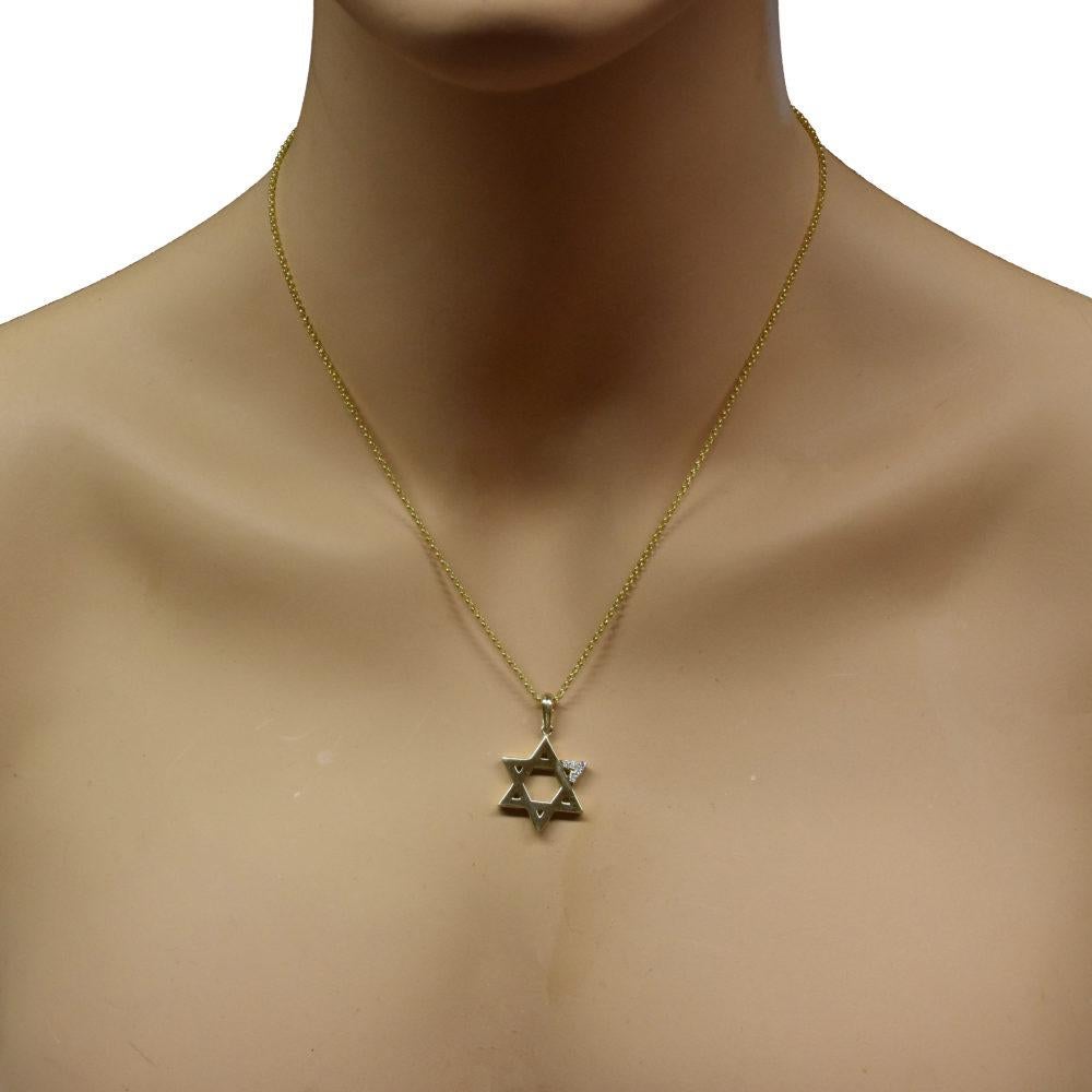 Women's or Men's Magen David Star of David Diamond Yellow Gold Pendant Necklace