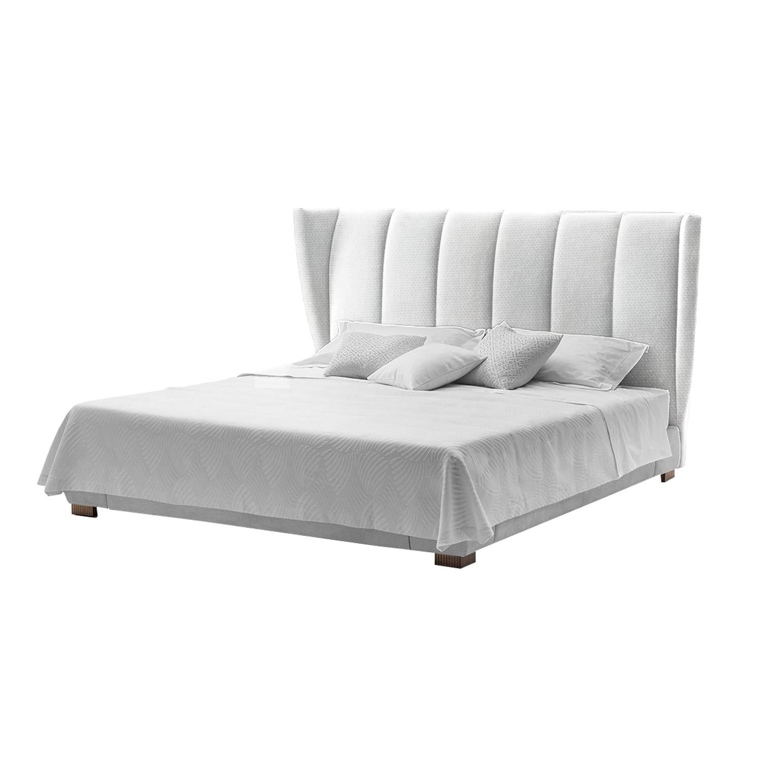 Modern In stock in Los Angeles, White Velvet Magenta Bed, Designed by Luca Scacchetti