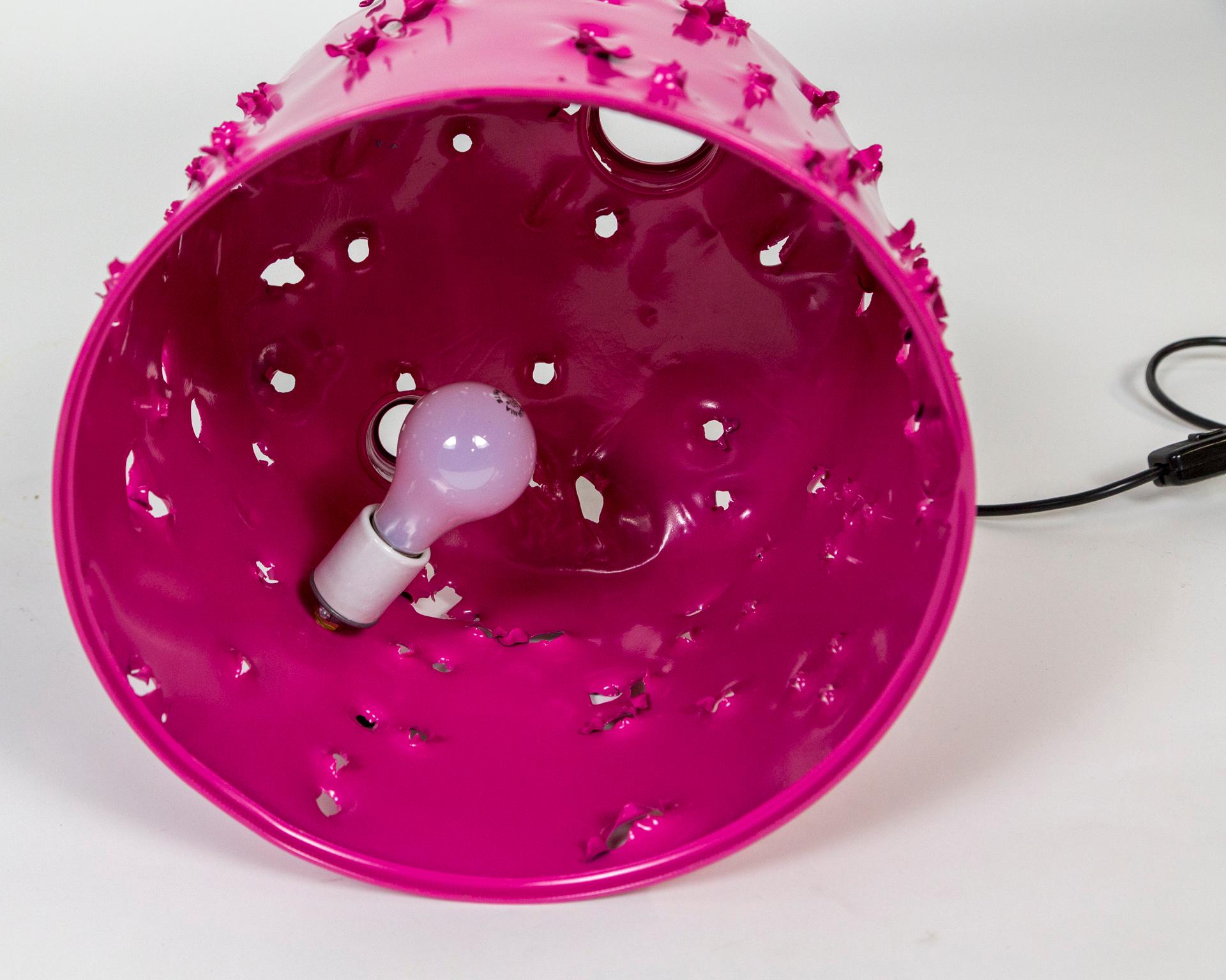 Magenta Bullet Hole Gas Can Lamp by Charles Linder 4