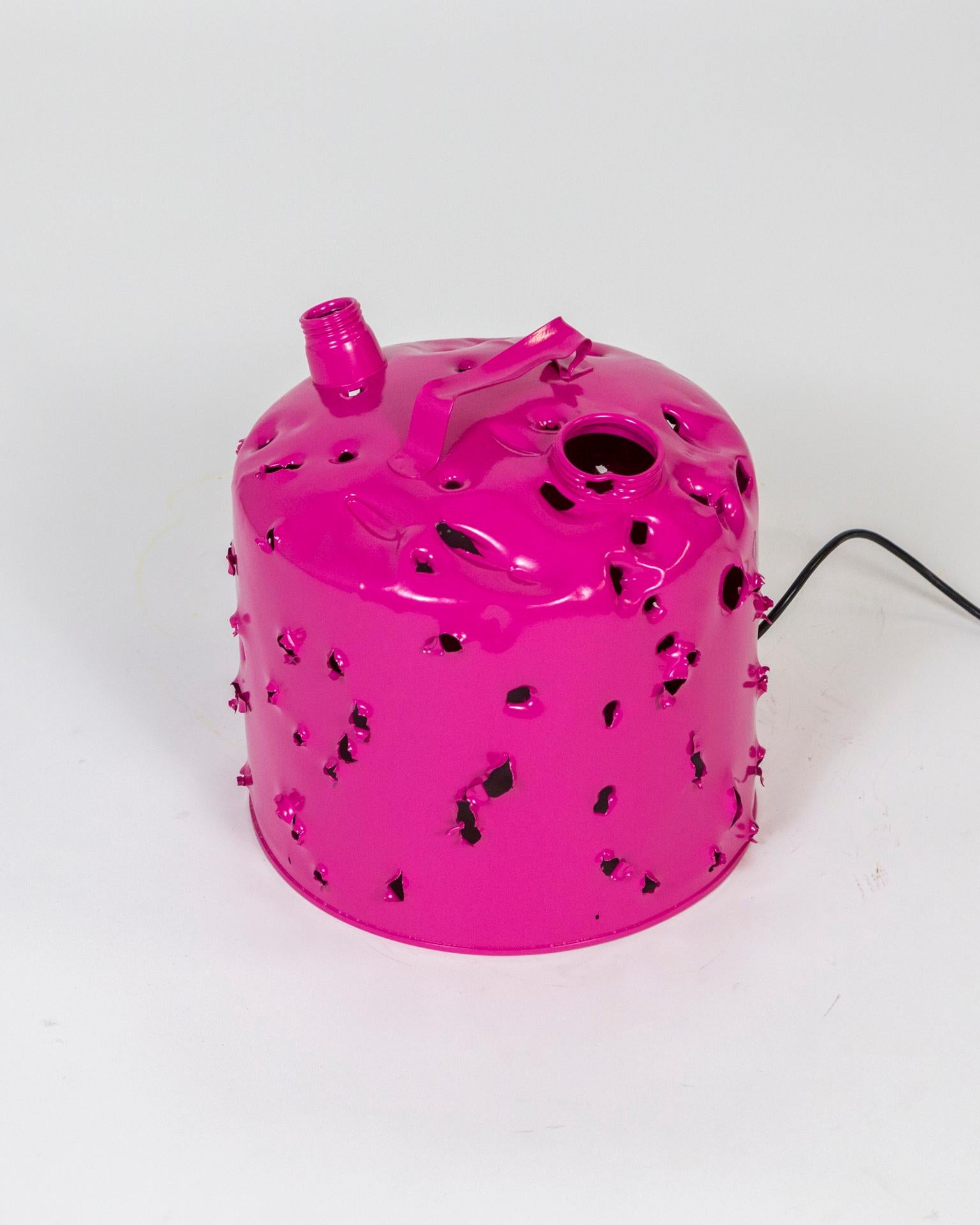 Magenta Bullet Hole Gas Can Lamp by Charles Linder 1