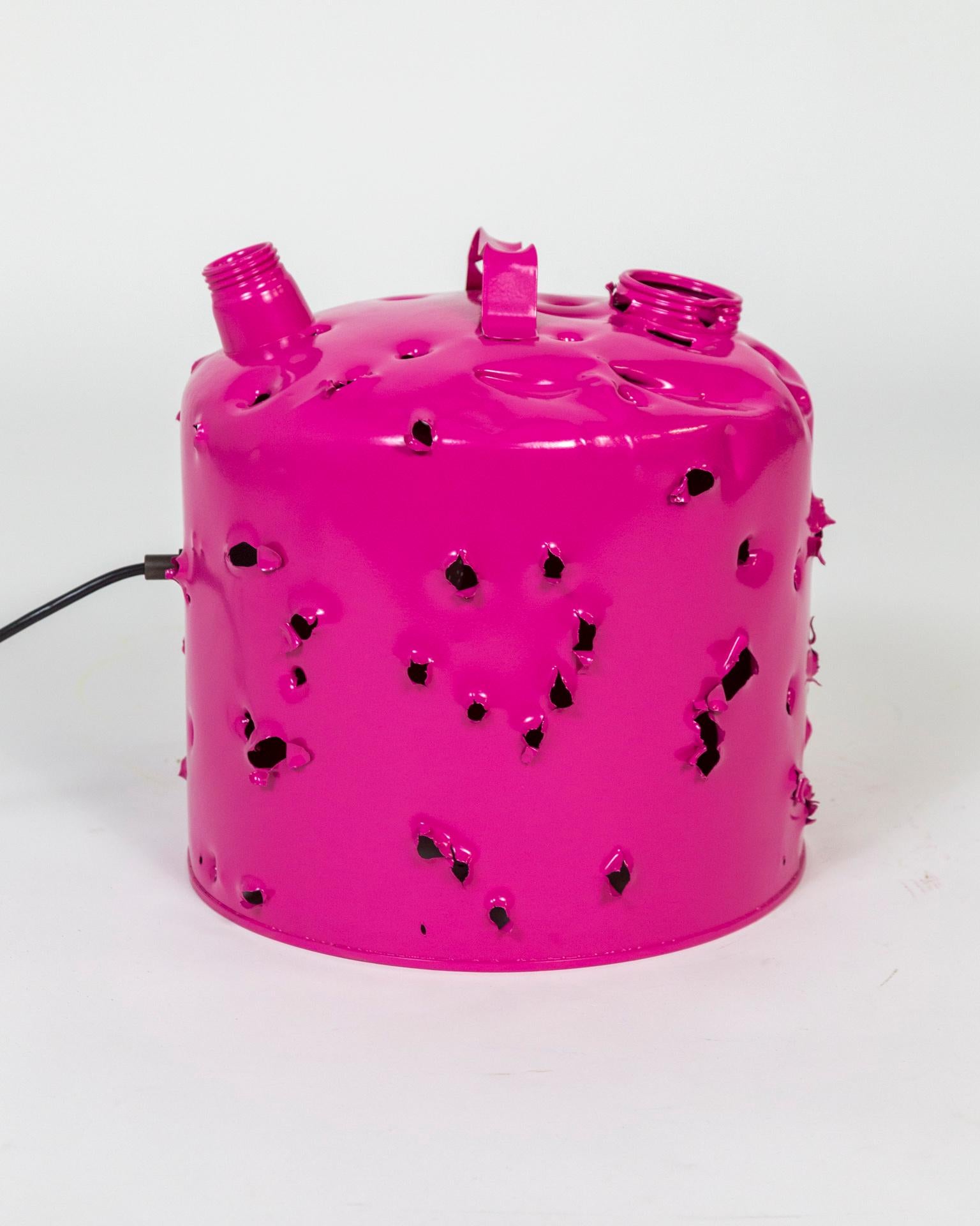 Magenta Bullet Hole Gas Can Lamp by Charles Linder 2