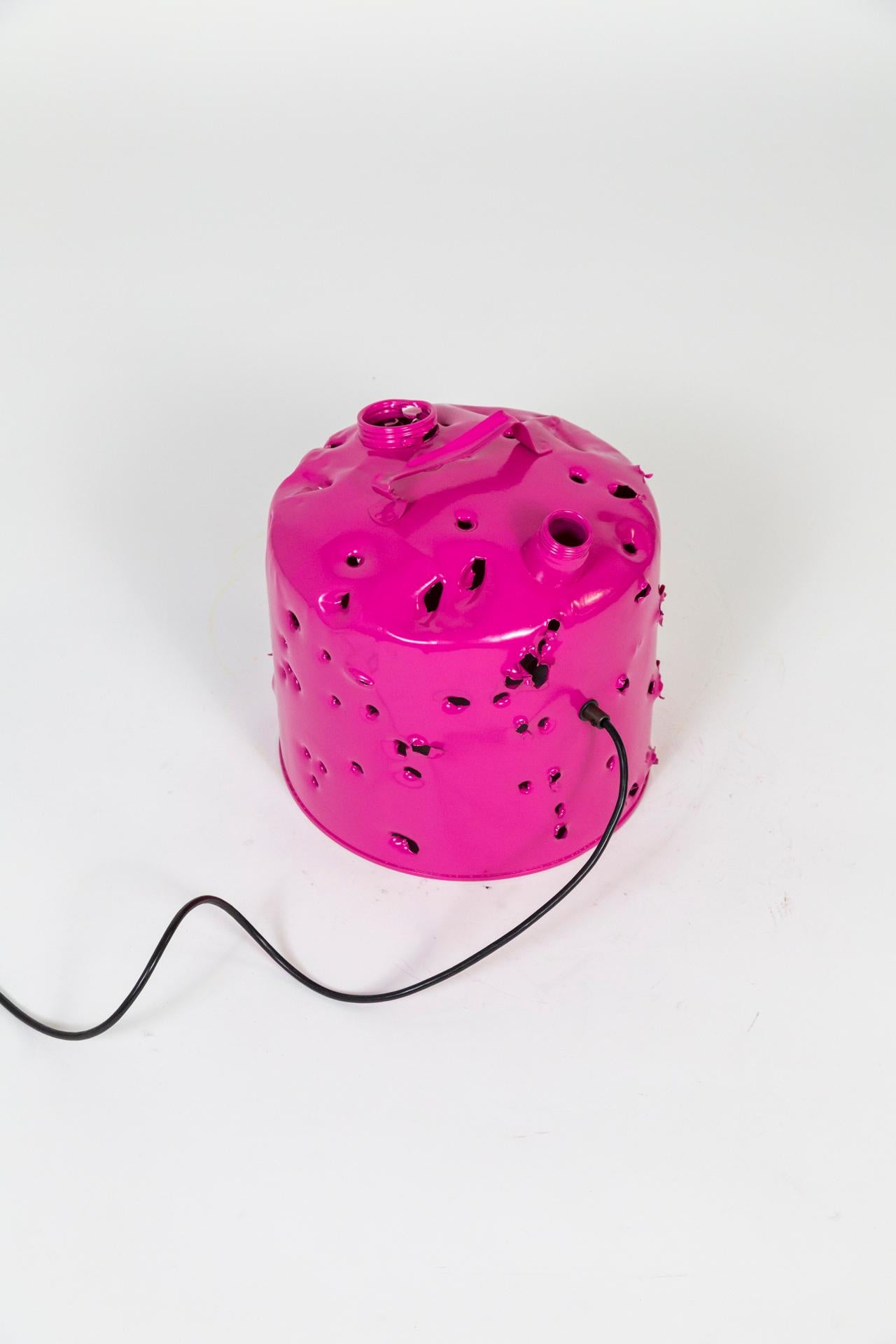 Magenta Bullet Hole Gas Can Lamp by Charles Linder 3