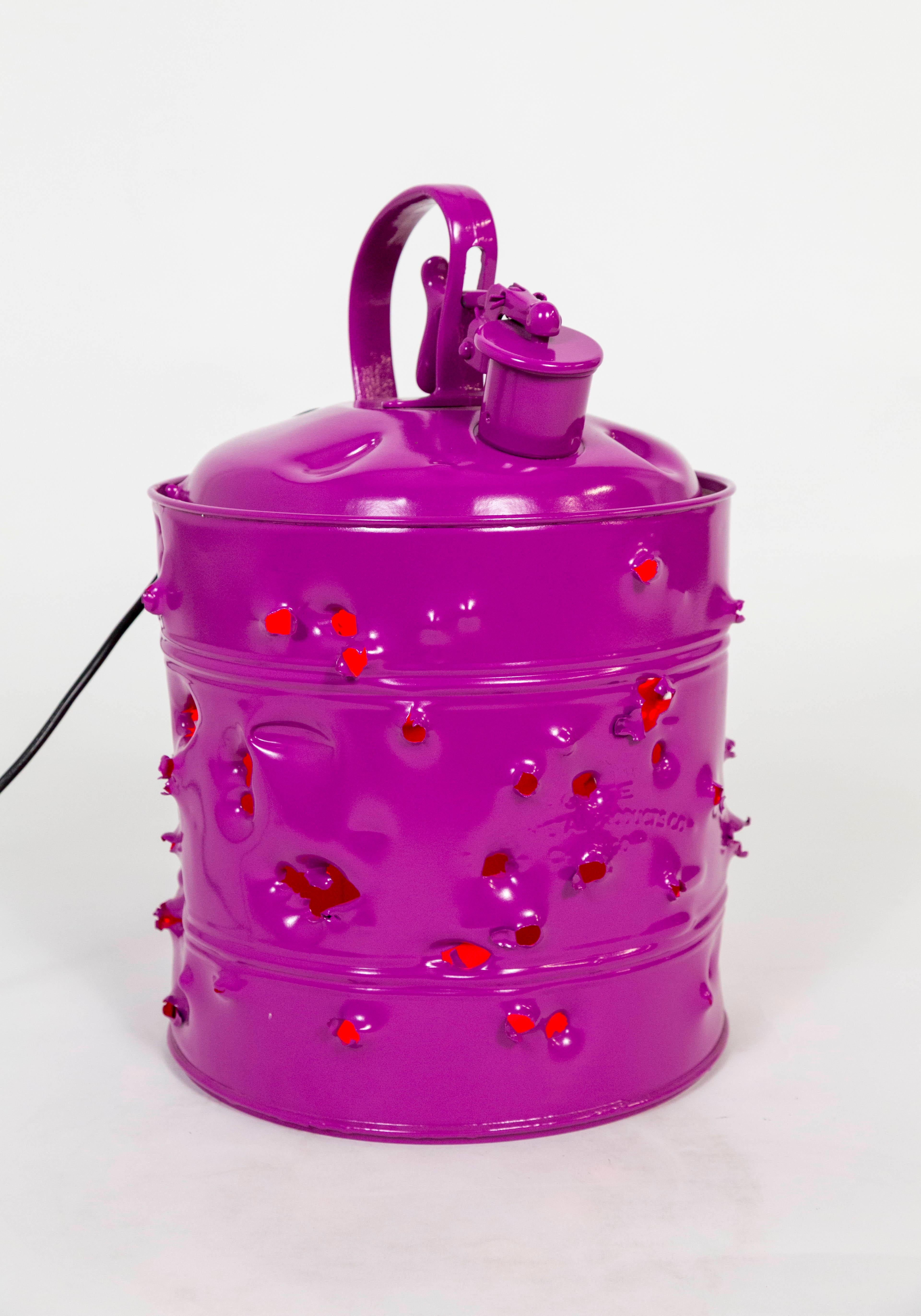 Magenta Bullet Holed Gas Can Light by Charles Linder 1