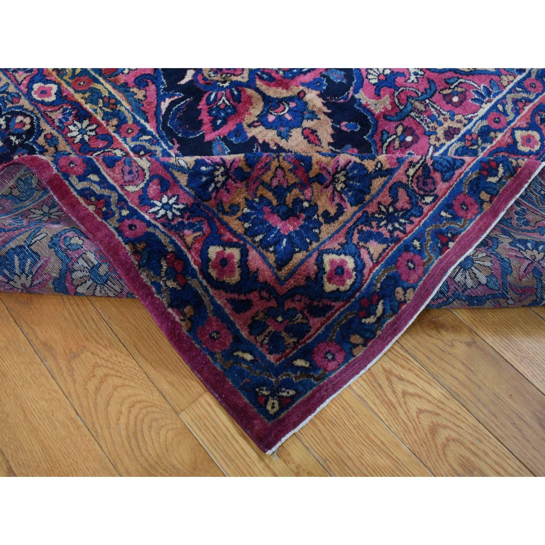 Hand-Knotted Magenta Color Antique Persian Taftanjian Sarouk 300 KPSI Hand Knotted Wool Rug For Sale