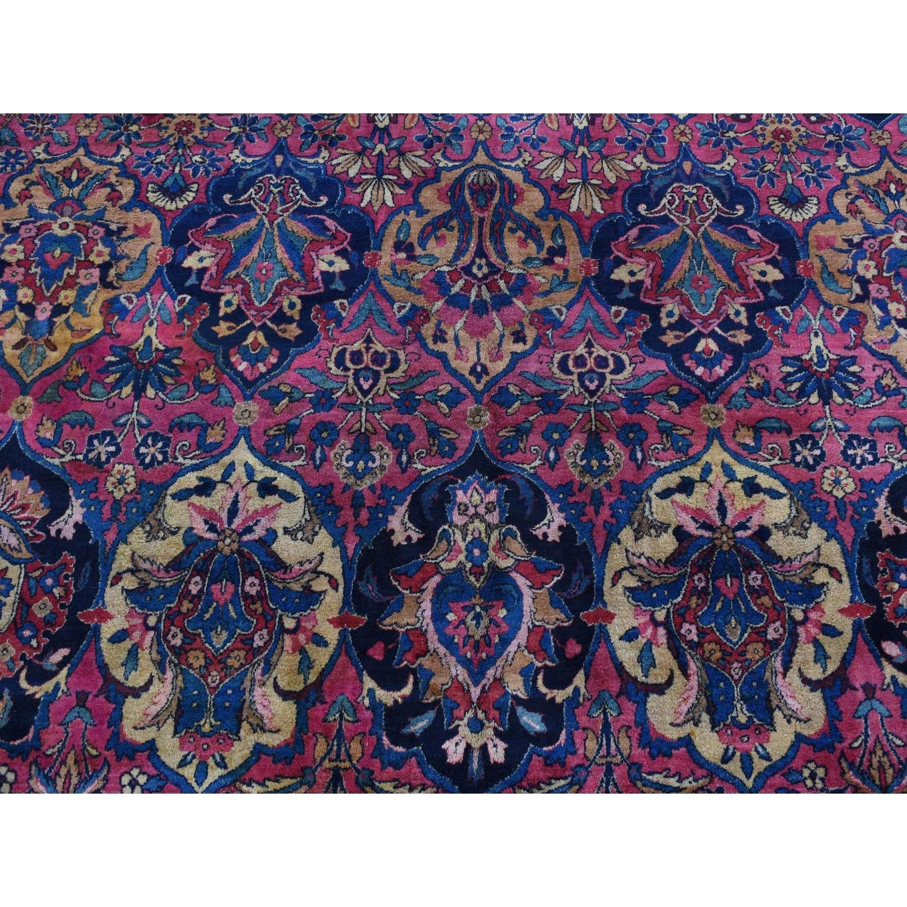 Magenta Color Antique Persian Taftanjian Sarouk 300 KPSI Hand Knotted Wool Rug For Sale 1