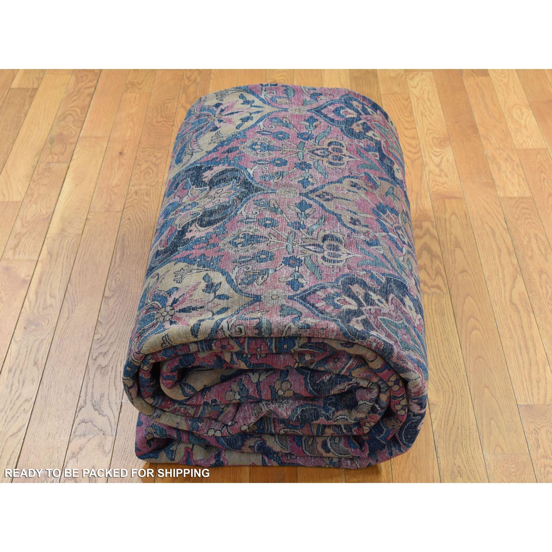 Magenta Color Antique Persian Taftanjian Sarouk 300 KPSI Hand Knotted Wool Rug For Sale 2