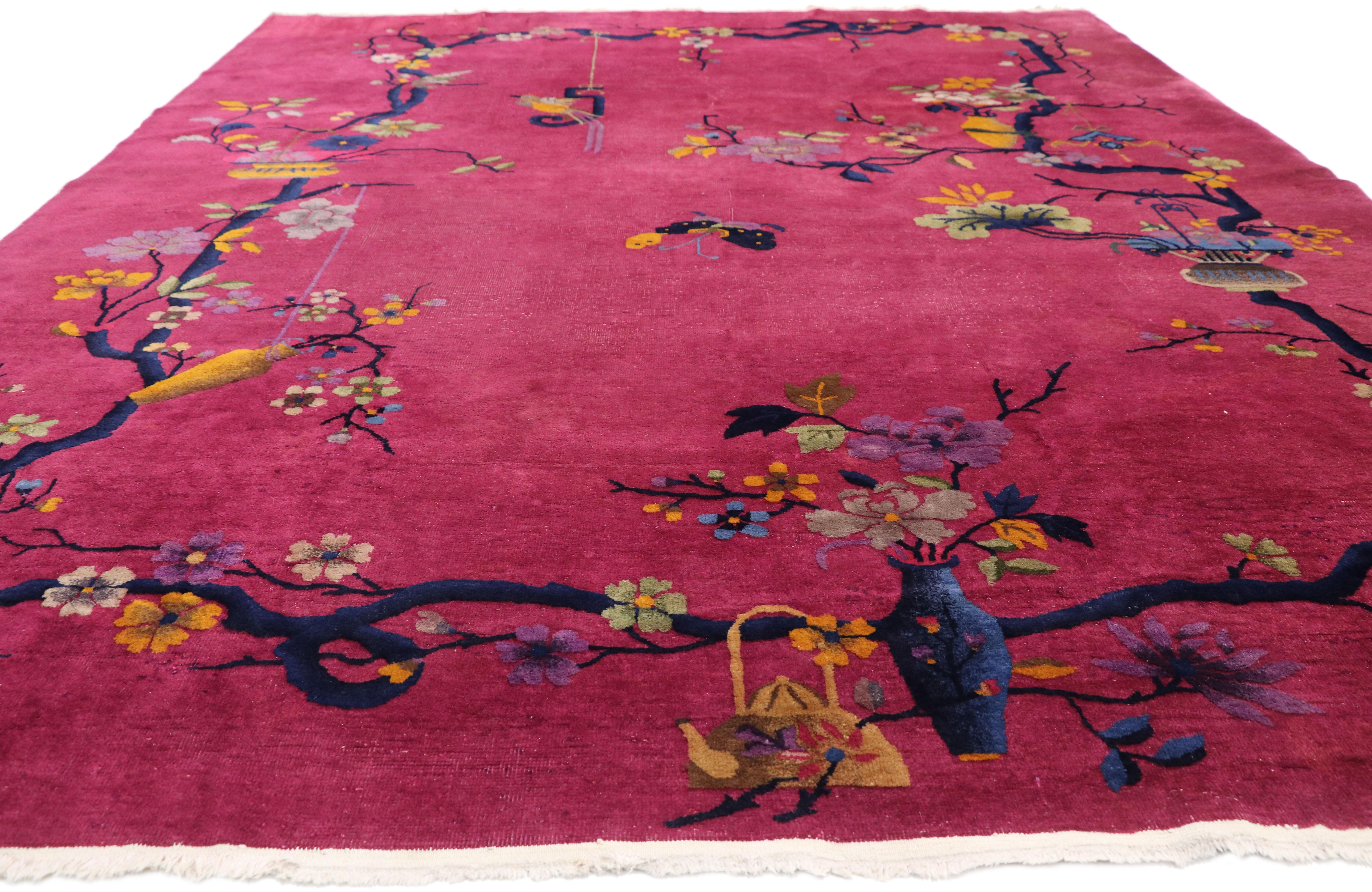 pink chinoiserie rug