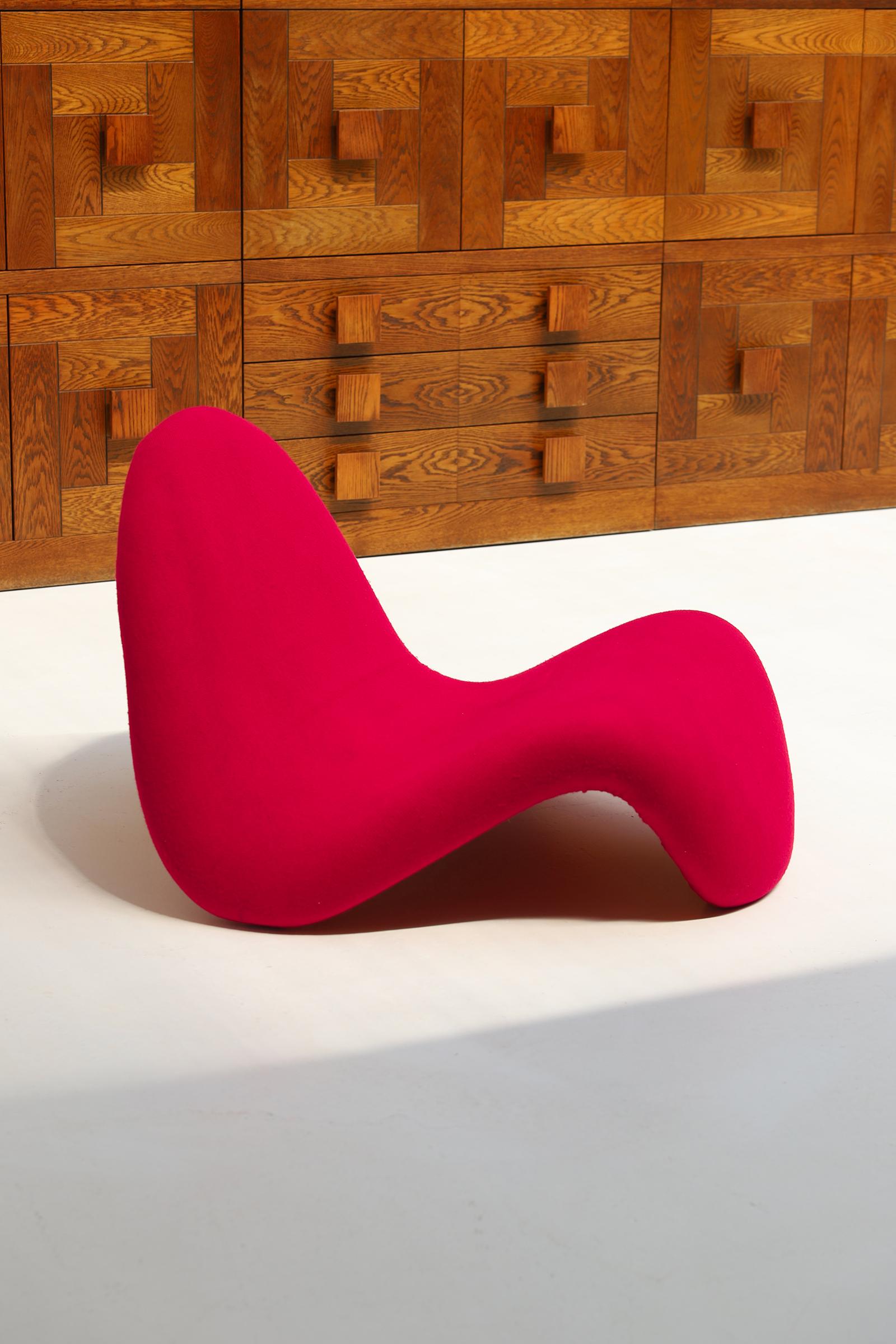 Métal Chaise d'appoint à languette rouge magenta Pierre Paulin par Pierre Paulin pour Artifort 1967
