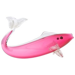 Magenta Sommerso Murano Glass Fish, Italy 1950s