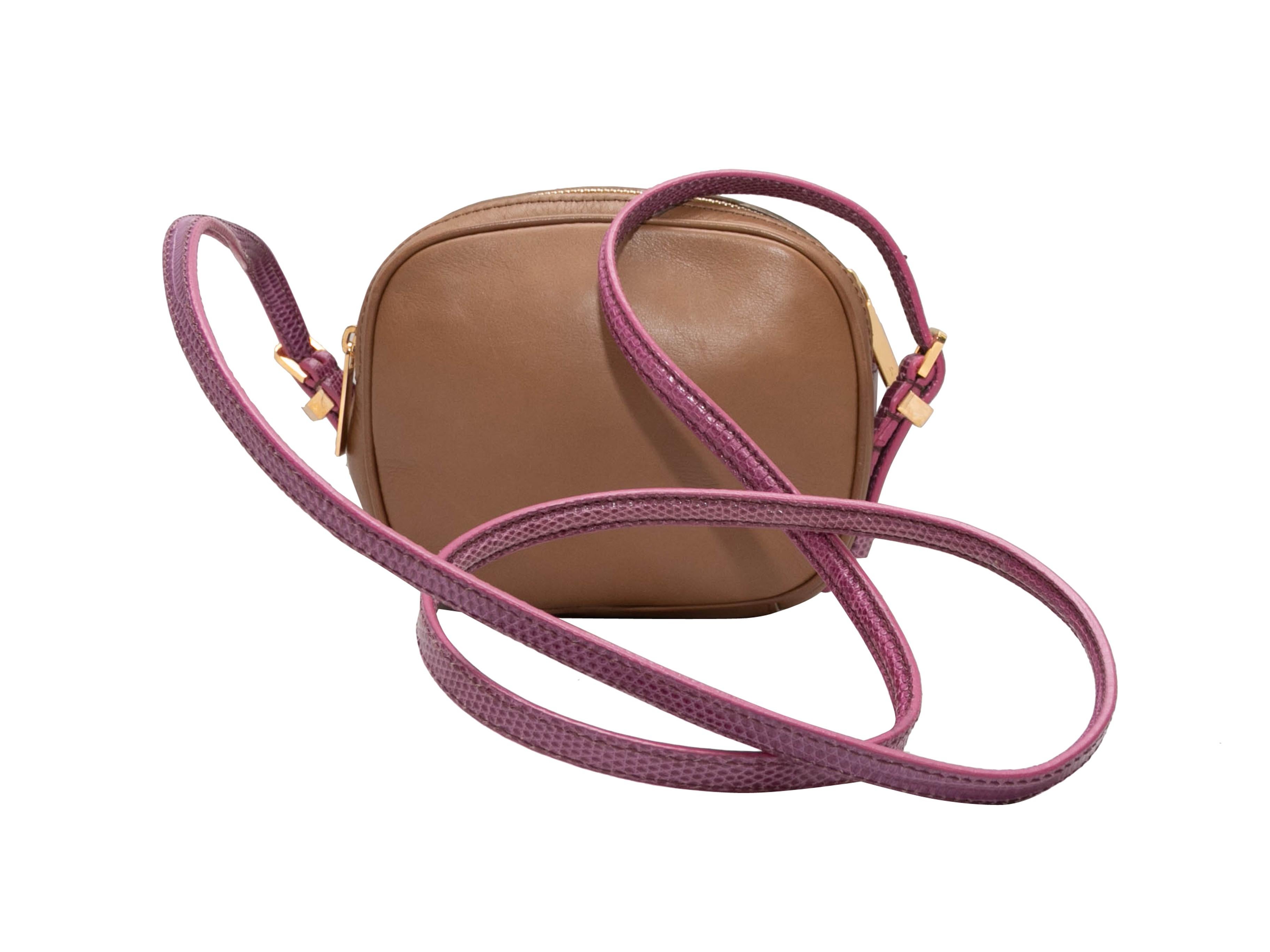Magenta & Tan The Row Lizard & Leather Mini Twin Two Crossbody Bag For Sale 3