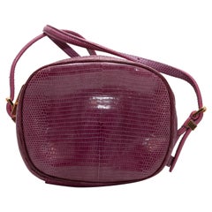 Mini bolso cruzado Twin Two de piel y lagarto magenta y tostado de The Row