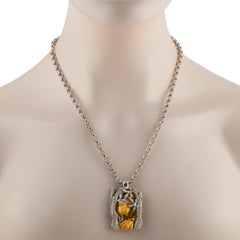 Magerit 18K Yellow and White Gold Diamond Tiger Pendant Necklace MG12-061926
