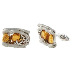 Boutons de manchette « Tigre » Magerit en or jaune et blanc 18 carats MG11-061926