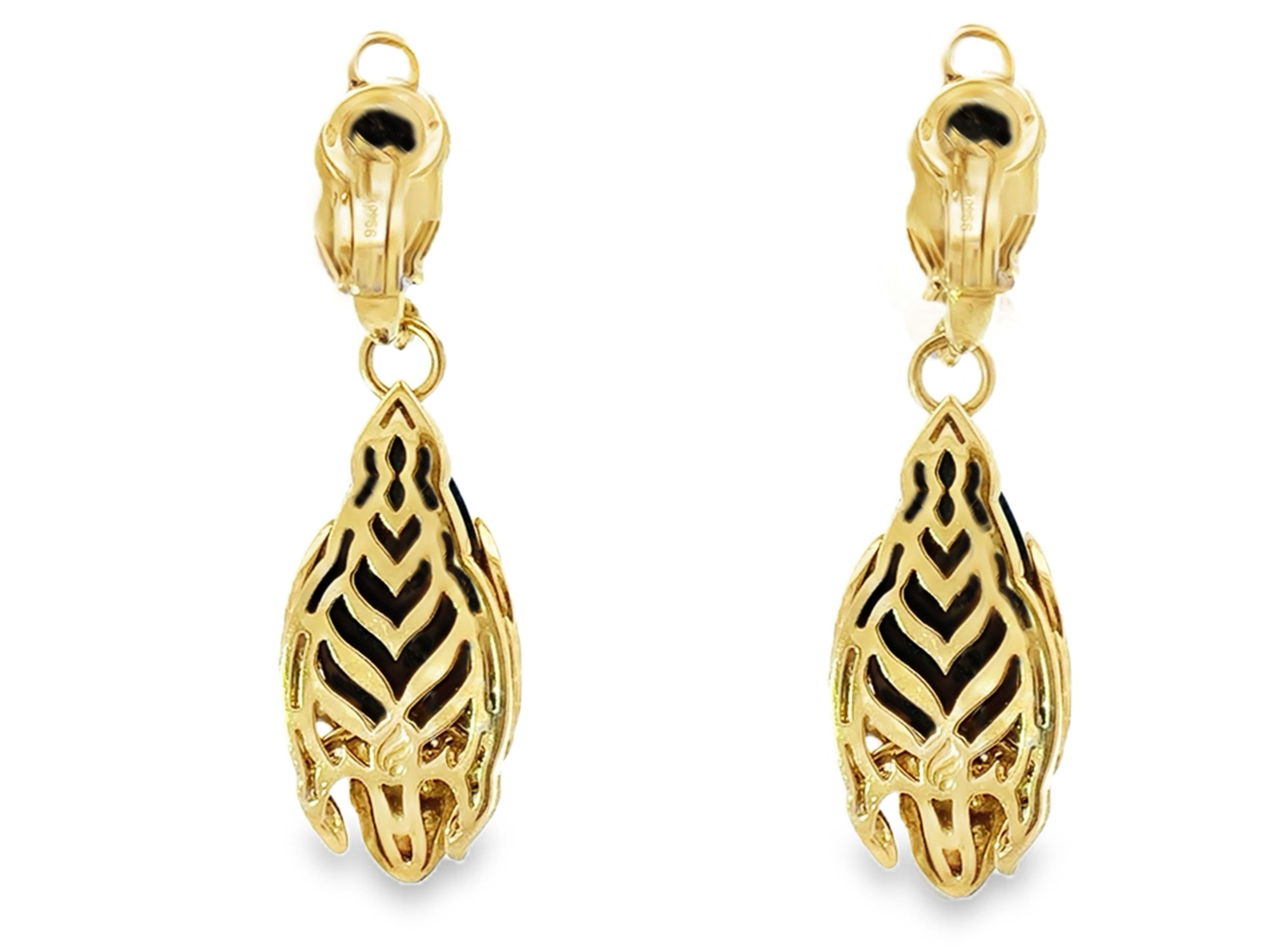 Magerit Atlantis Sirena Espuma Diamante Onice Orecchini pendenti in oro in vendita 1