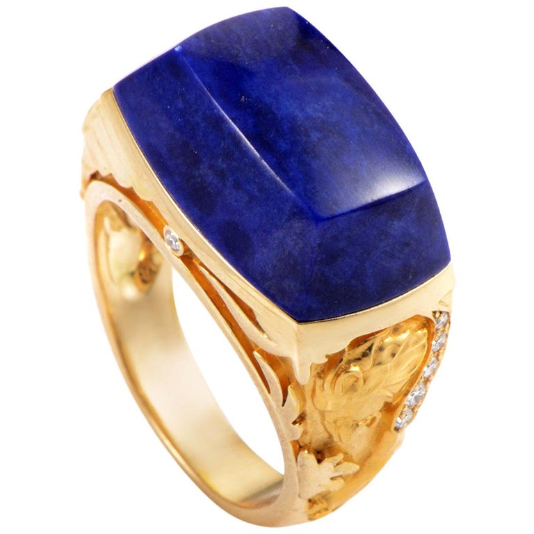 Magerit Babylon 18 Karat Gold Diamond and Lapis Lazuli Cocktail Ring at ...