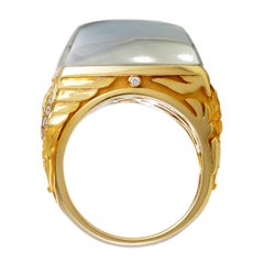 Magerit Babylon Caramelo 18 Karat Yellow Gold Diamond and Green Quartz Ring
