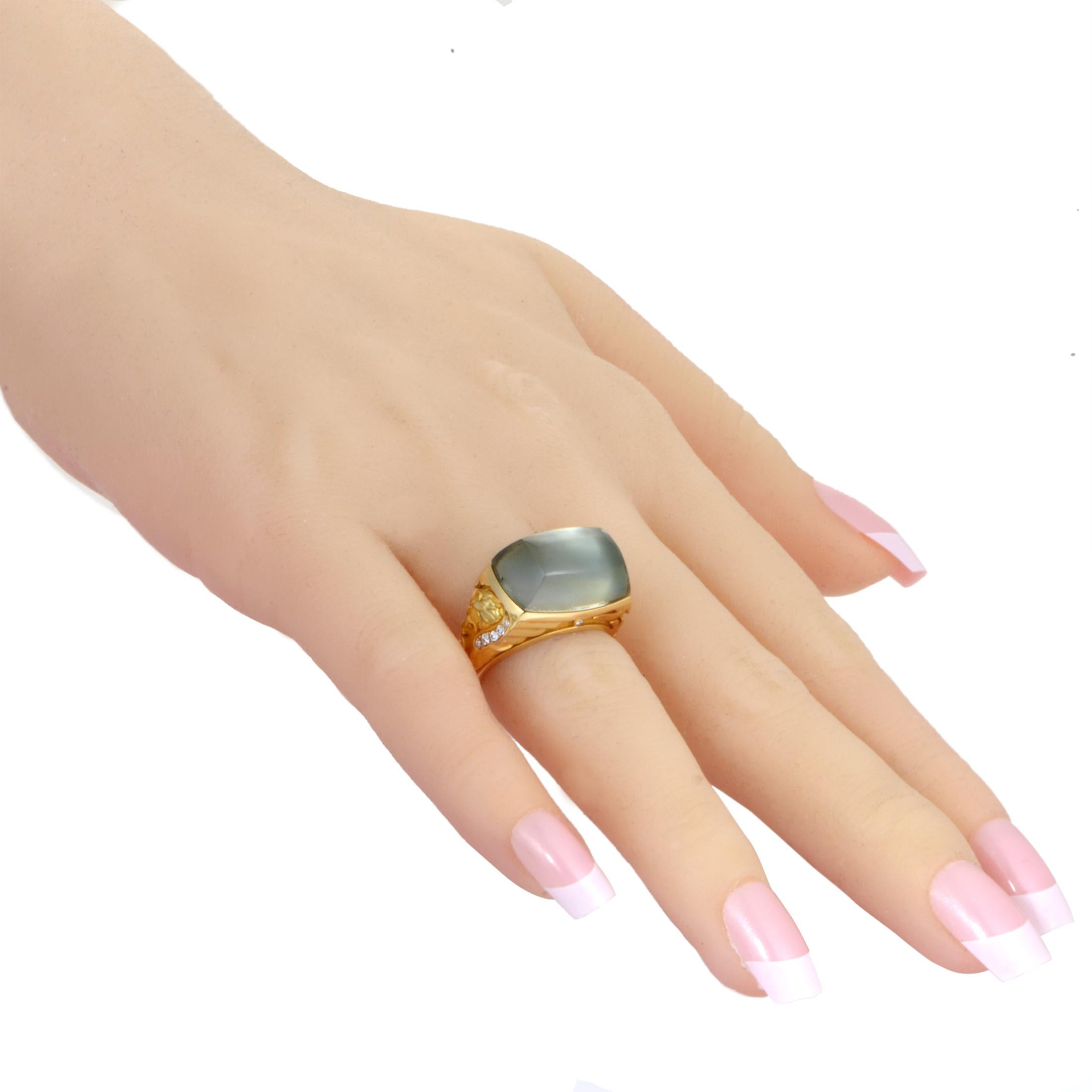Women's Magerit Babylon Caramelo 18 Karat Yellow Gold Diamond and Green Quartz Ring