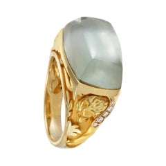 Magerit Babylon Caramelo 18 Karat Yellow Gold Diamond and Green Quartz Ring