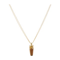 Magerit Babylon Caramelo Mini 18 Karat Gold Diamond and Quartz Pendant Necklace