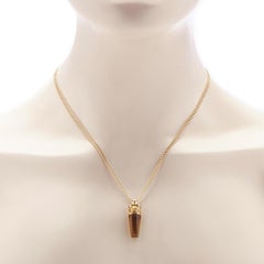 Magerit Babylon Caramelo Mini 18 Karat Gold Diamond and Quartz Pendant Necklace