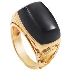 Magerit Babylon Caramelo Mini Women's 18 Karat Yellow Gold Diamond and Onyx Ring