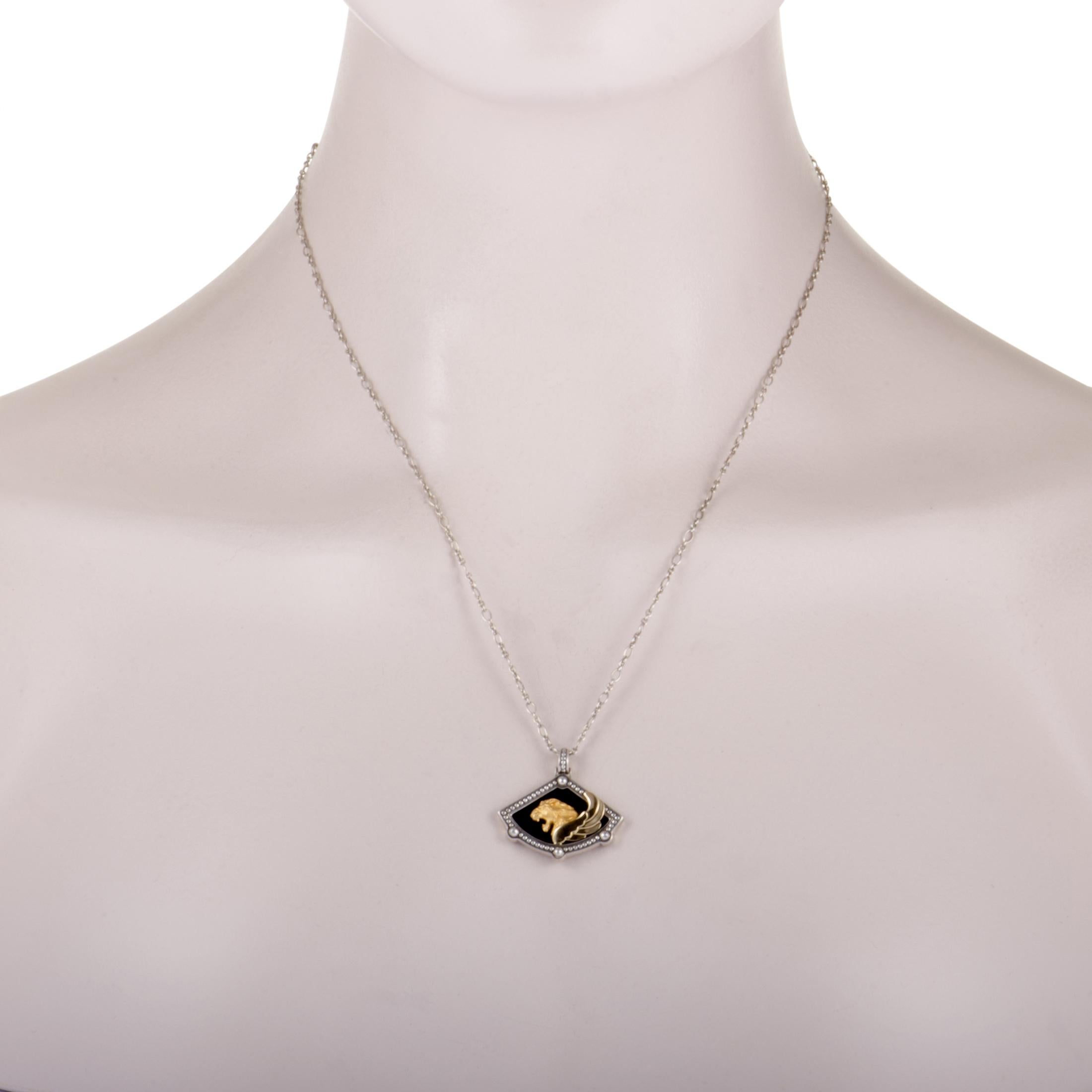 This stunning necklace is created for the exquisite “Babylon” collection and it is presented with an ingeniously designed chain onto which an incredibly attractive pendant is attached. An exceptional piece from Magerit, the necklace is wonderfully