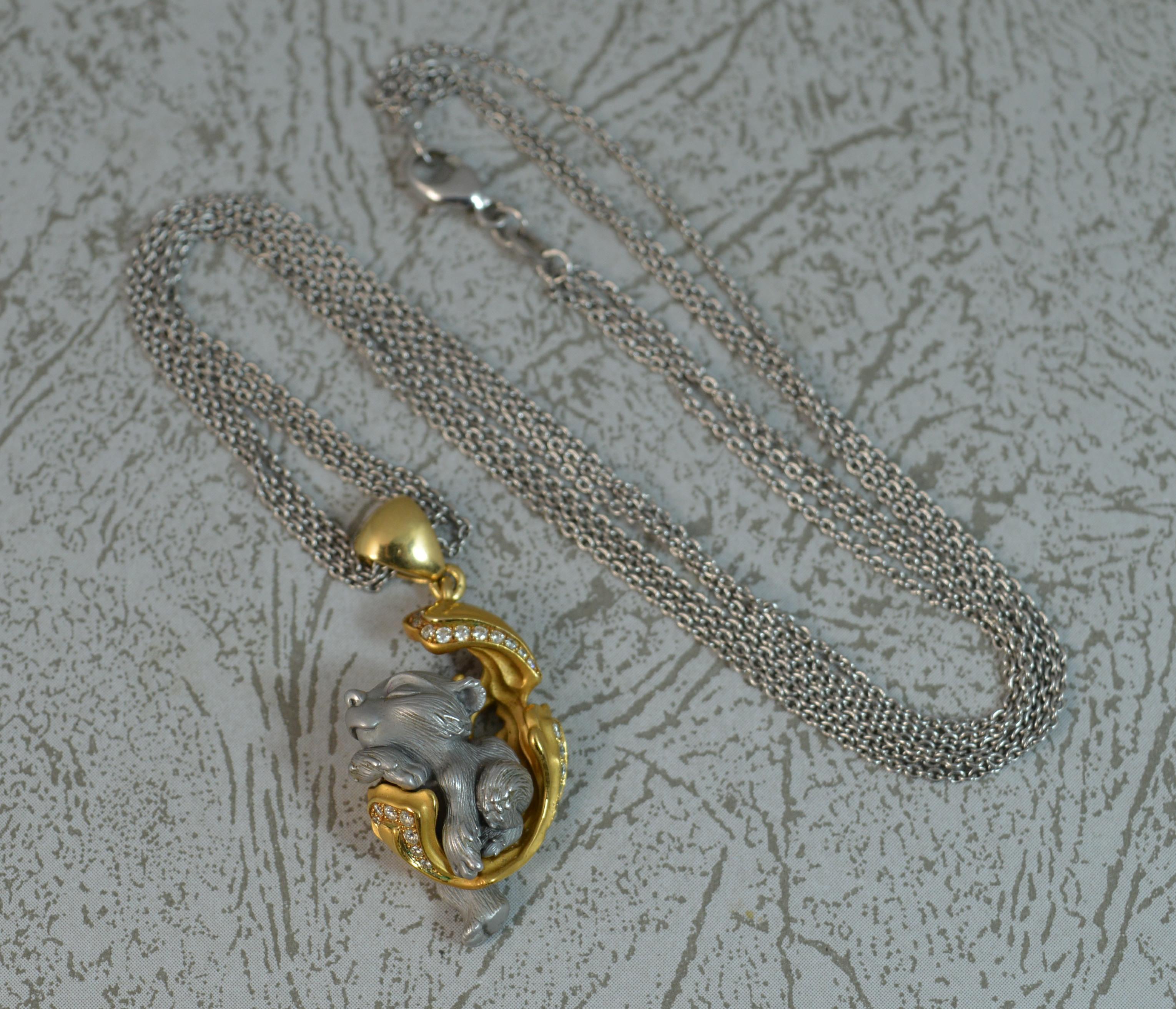 Magerit Dreams 18 Carat Gold and Diamond Bear Pendant and Chain 4