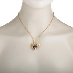 Magerit Mythology Snake Heart Yellow Gold Diamond, Pink Sapphire