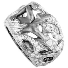 Magerit New Fire Diosa Espera White Gold Diamond Wide Band Ring
