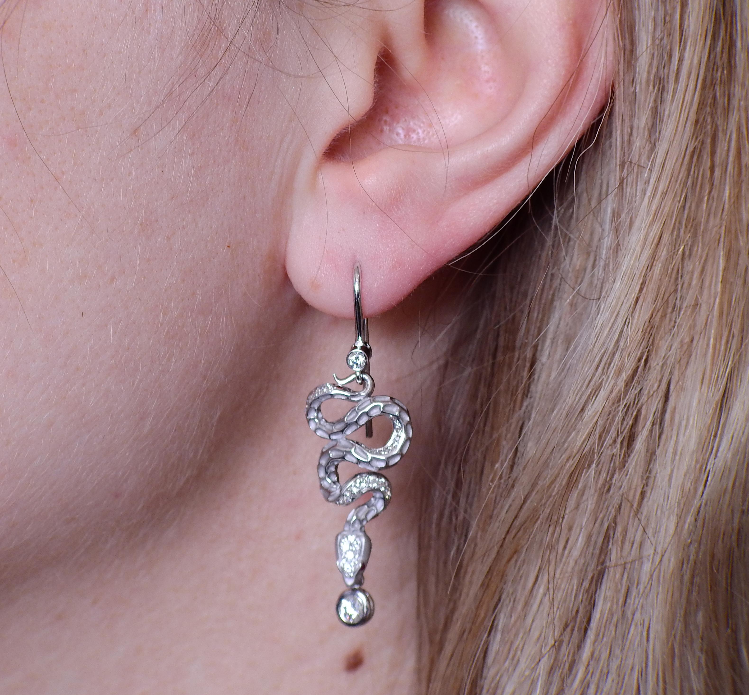 Women's Magerit Snake Diamond Gold Earrings