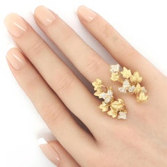 Magerit Verona Anillo Puño Racimo Hoja Diamantes Oro Amarillo 18k Talla 6.5
