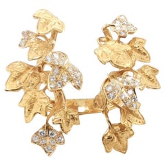 Magerit Verona Anillo Puño Racimo Hoja Diamantes Oro Amarillo 18k Talla 6.5