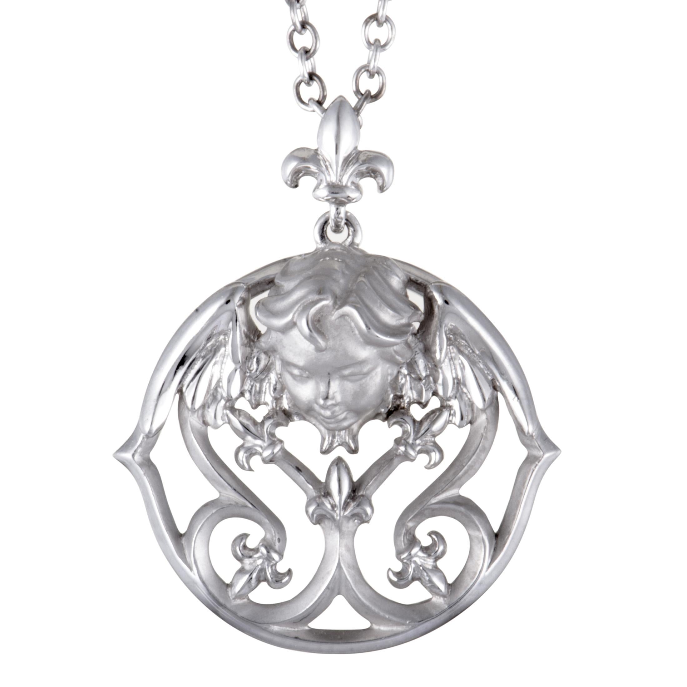 Women's Magerit Versailles Angelito 18 Karat White Gold Round Pendant Necklace
