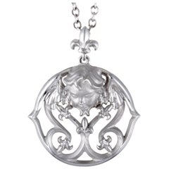 Magerit Versailles Angelito 18 Karat White Gold Round Pendant Necklace